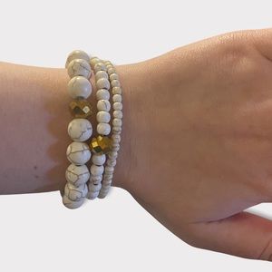 White Beaded Layering Bracelets (set of 3)